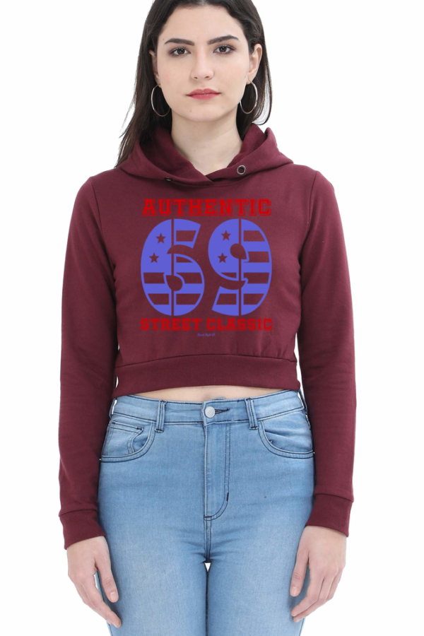 Authentic Street Style Cropped Hoodie - Maroon