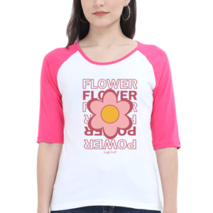 Raglan T-Shirt - Pink-White