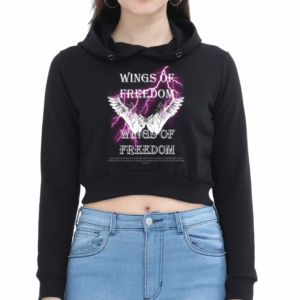 Wings of Freedom - Cropped Hoodie - Black