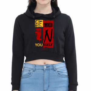 Cropped Hoodie - Believe - Black