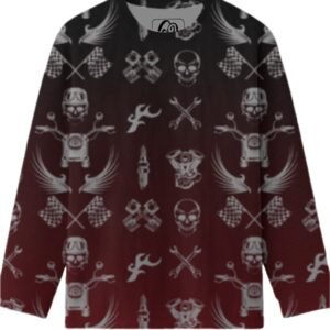 Biker Sweatshirt - Motif - Maroon