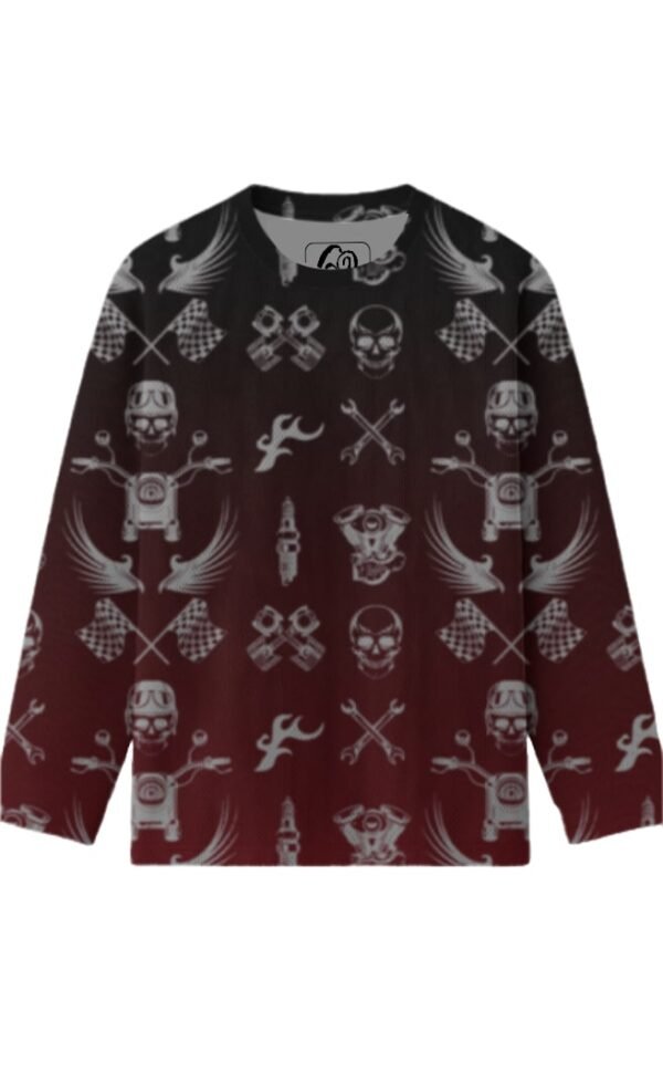 Biker Sweatshirt - Motif - Maroon