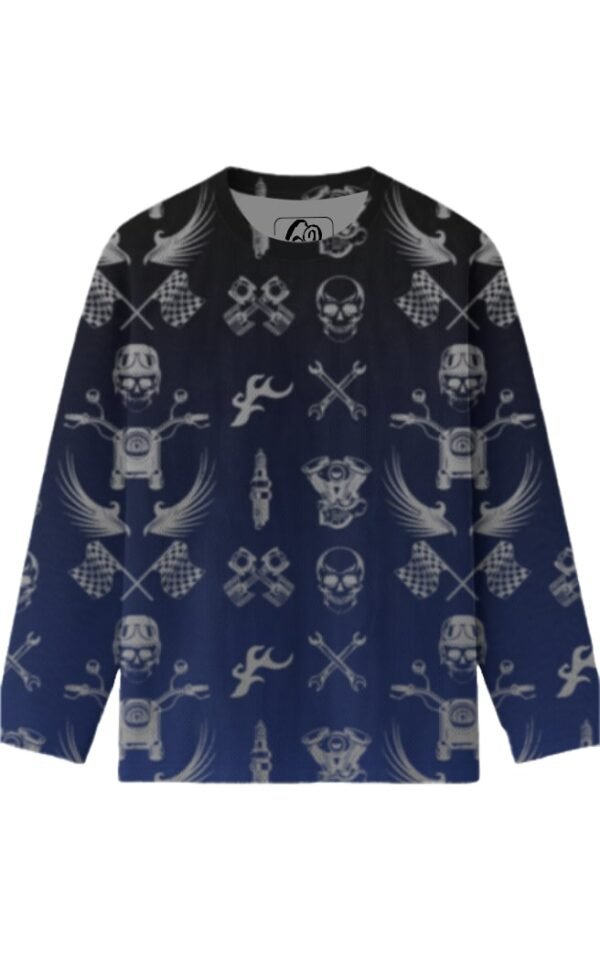 Biker Sweatshirt - Motif - Navy Blue
