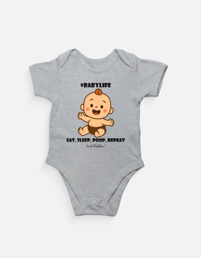 Baby Romper - Baby Life - Grey Melange