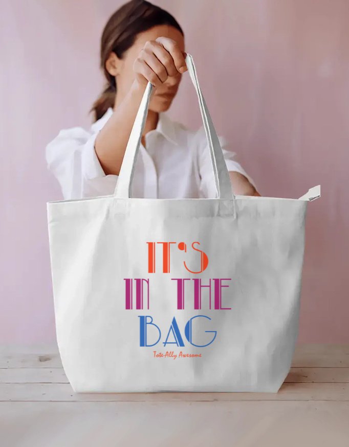 Dual Compartment Tote Bag - Its In The Bag -White