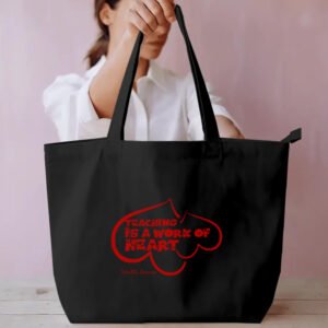 Dual Compartment Tote Bag - Teaching Is A Work Of Heart - Black