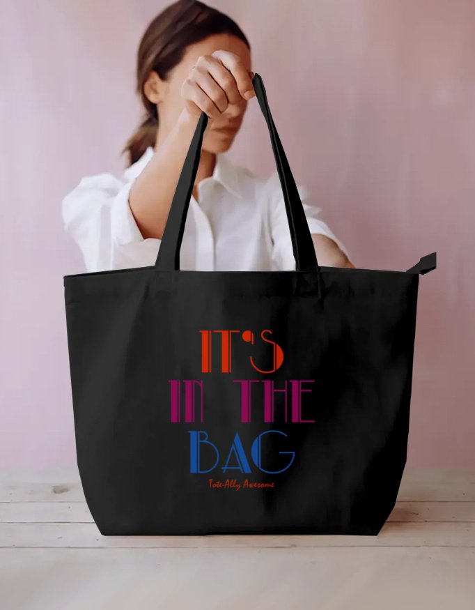 Dual Compartment Tote Bag - Its In The Bag - Black