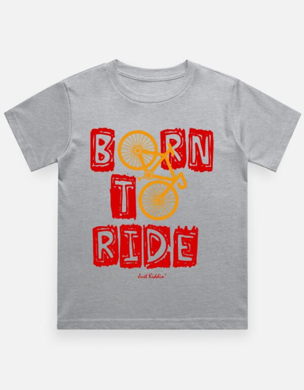 Kids T-Shirt - Born To Rode - Grey Melange