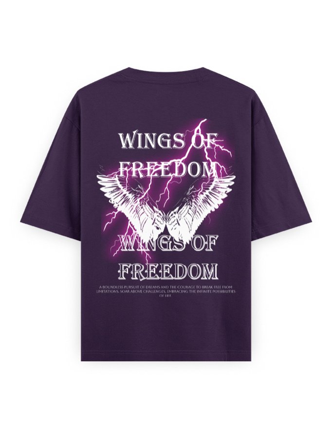 oversized baggy classic tees - wings of freedom -purple