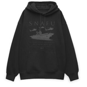 Oversized Pullover Hoodie - SNAFU - Black