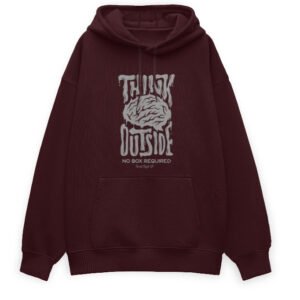 Oversized Pullover Hoodie - Think Outside - Maroon