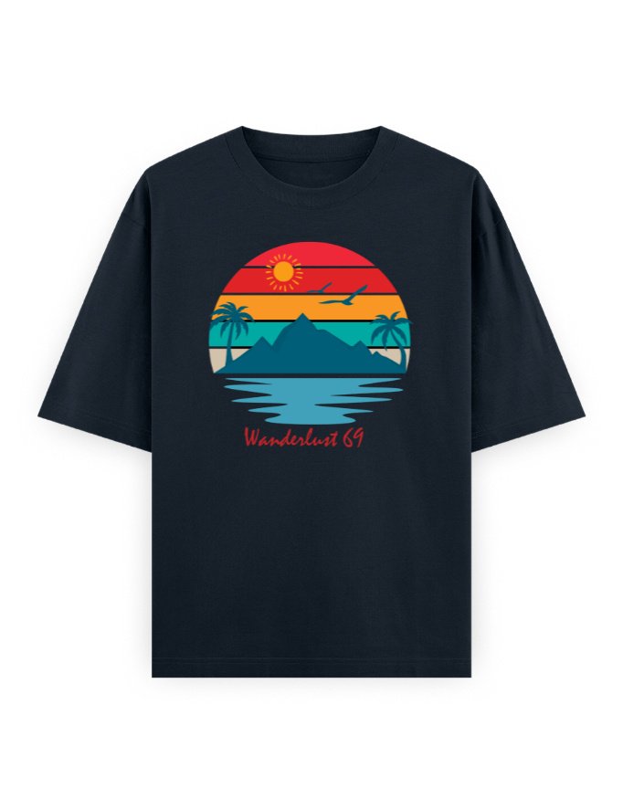 unisex oversized classic t-shirt - wanderlust - navy