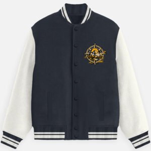 Unisex Varsity Jacket - Mountain Compass - Navy Blue